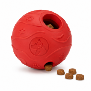 Treat Dispensing Dog Toy Interactive Puzzle Feeder Durable Rubber Slow Feeding Red